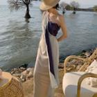 One-shoulder Color Block Midi Sheath Dress