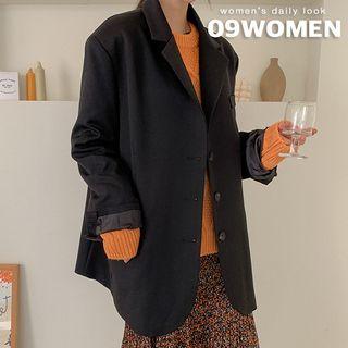 Plus Size Single-breasted Longline Blazer