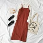 Shirt / Spaghetti Strap Midi Dress
