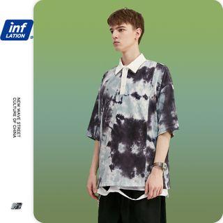 Tie-dyed Drawstring Polo Shirt
