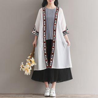 3/4-sleeve Chiffon Long Jacket