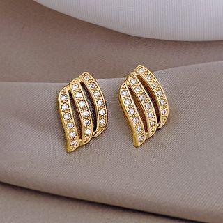 925 Sterling Silver Rhinestone Stud Earring 1 Pair - Silver Needle - As Shown In Figure - One Size
