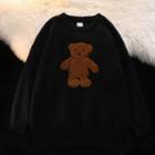 Bear Embroidered Sweater Black - One Size