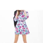 3/4-sleeve Floral Print Chiffon A-line Dress