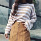 Striped Wide-sleeve Knit Top