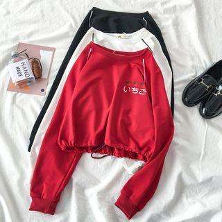 Strawberry Embroidered Cropped Pullover