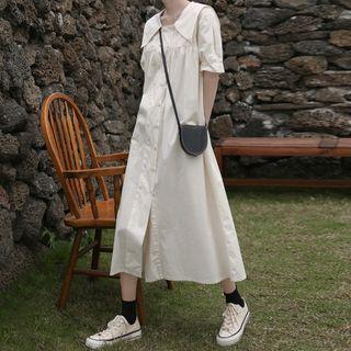 Sailor Collar Elbow-sleeve Midi A-line Dress