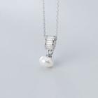 925 Sterling Silver Faux Pearl Rhinestone Pendant Necklace S925 Silver - As Shown In Figure - One Size