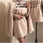 Plain Cape Long Sleeve Dress