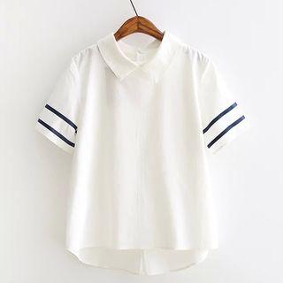 Striped Collared Short Sleeve T-shirt