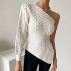 Single Sleeve Sweater White - One Size
