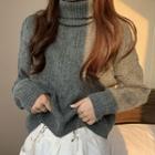 Cropped High-neck Sweater