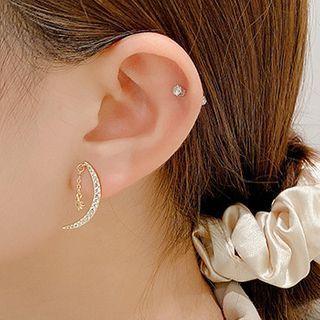 Rhinestone Fringed Earring Re2575 - 1 Pair - Gold - One Size