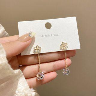 Rhinestone Flower Drop Earring E5138 - Gold - One Size
