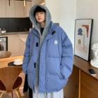 Mock Two-piece Hooded Logo Zip Jacket