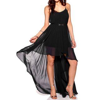 Plain Dip Back Spaghetti Strap Dress