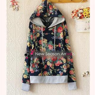 Hooded Floral Pullover