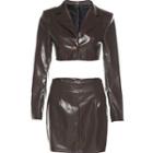 Set: Faux Leather Crop Blazer + Pencil Skirt