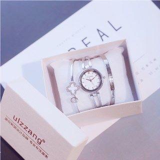 Set: Rhinestone Bangle + Bracelet Watch