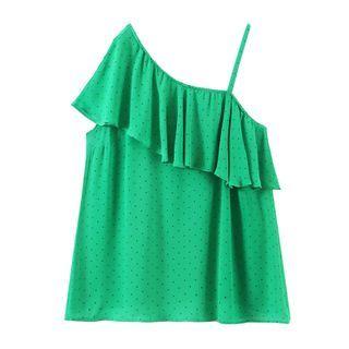 Asymmetrical Dotted Camisole Top Green - M