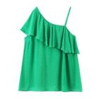 Asymmetrical Dotted Camisole Top Green - M