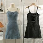 Sleeveless Open-back Denim Mini Dress