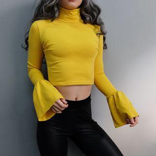 Turtleneck Ruffled Cropped Top