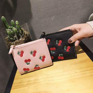 Cherry Embroidered Short Wallet