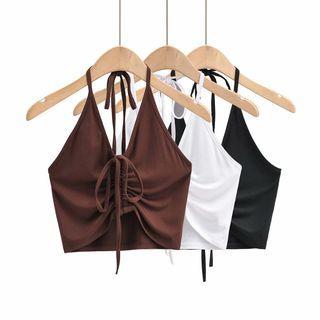 Halter Drawstring Crop Camisole Top