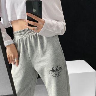 Angel-print Loose Sweatpants