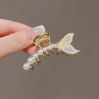 Faux Pearl Mermaid Tail Hair Claw Gold - One Size