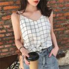 Plaid Button Camisole Top