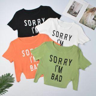 Irregular Hem Lettering Short-sleeve T-shirt
