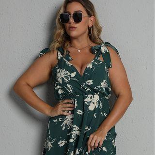 Plus Size Sleeveless Floral Mini A-line Dress