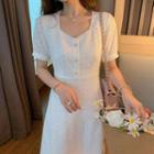 Short-sleeve A-line Lace Dress / Midi Skirt