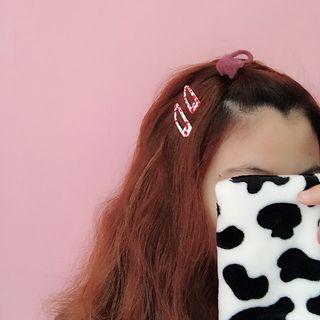 Printed Iron Hair Clip Red - One Size