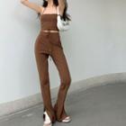 Halter Top / Slit Straight-leg Pants