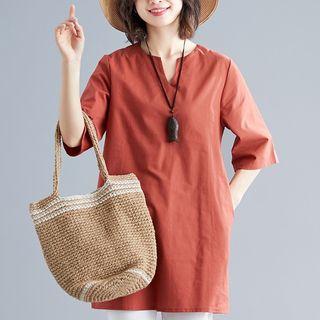 Ethnic V-neck Plain Top