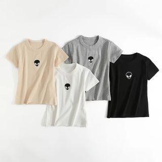 Short-sleeve Alien Embroidered T-shirt