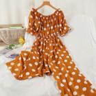 Bell-sleeve Dotted Wide-leg Jumpsuit