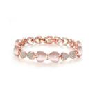 Romantic Plated Rose Gold Heart Bracelet With Chrysoberyl Cat Eye Opal And Austrian Element Crystal Rose Gold - One Size