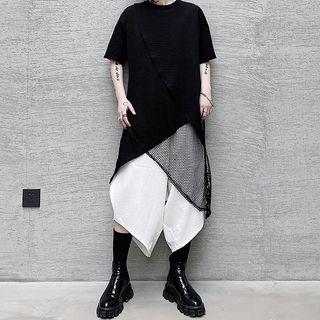 Mesh Panel Asymmetrical Oversized Top