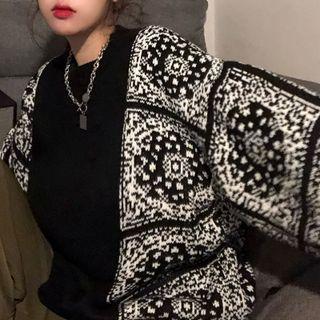 Paisley Panel Sweater Black - One Size