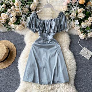 Cap-sleeve Satin Mini Dress