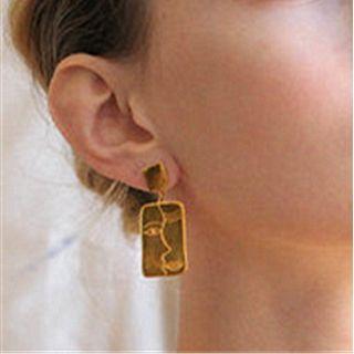 Alloy Embossed Rectangle Dangle Earring