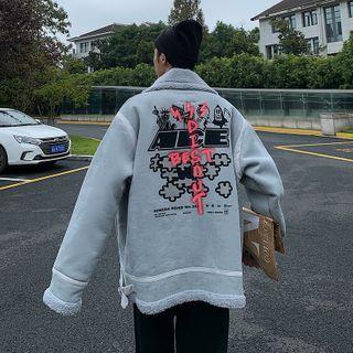 Fleece Panel Print Jacket