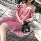 Sequined Off-shoulder Short-sleeve Dress