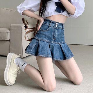 High-waist Slim-fit Denim Mini Skirt