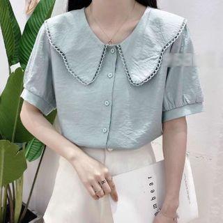 Short-sleeve Ruffled Collar Shirt