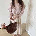 3/4-sleeve Blouse / High-waist Midi A-line Skirt